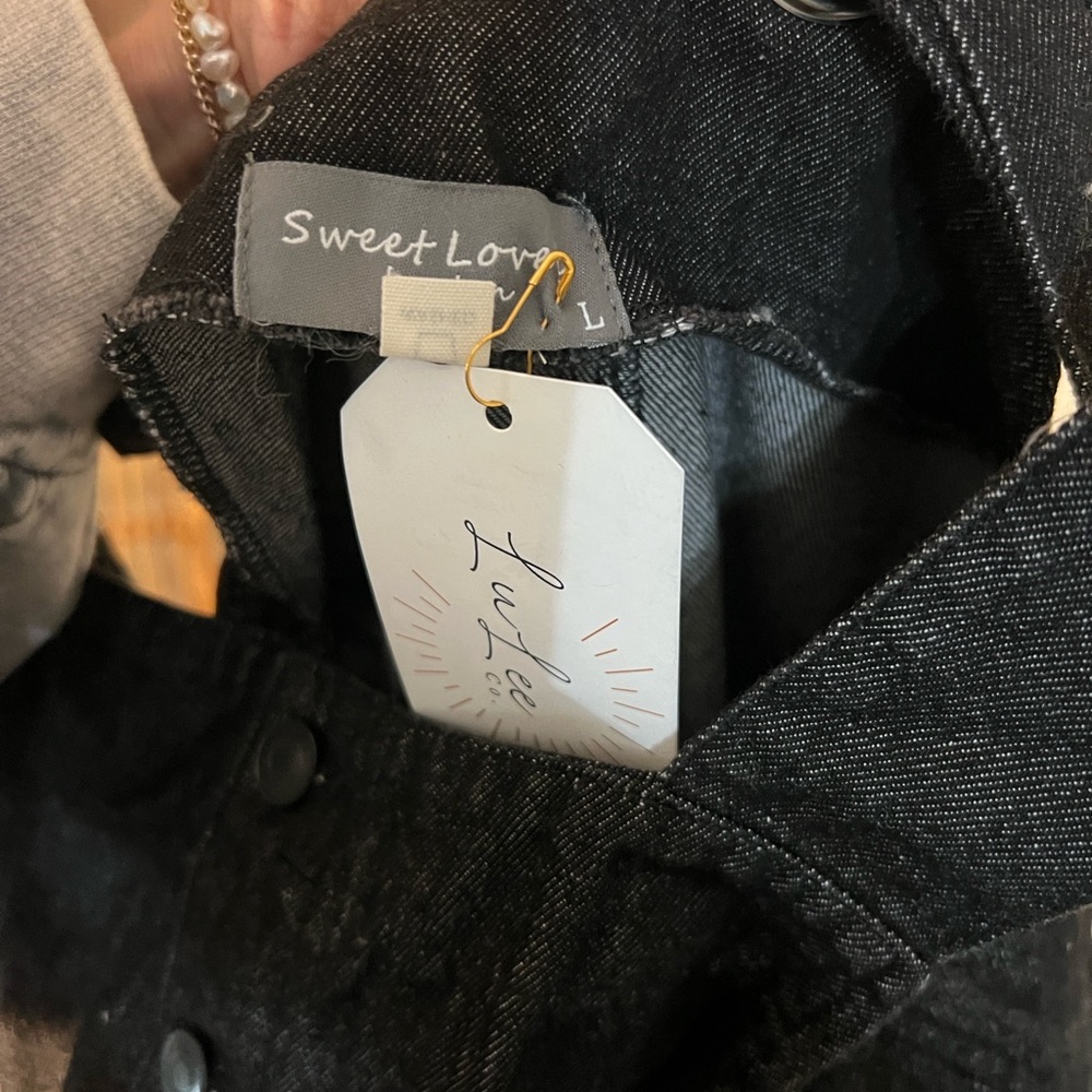 Sweet Love Charcoal Denim Romper/ Overalls - Picture 3 of 4